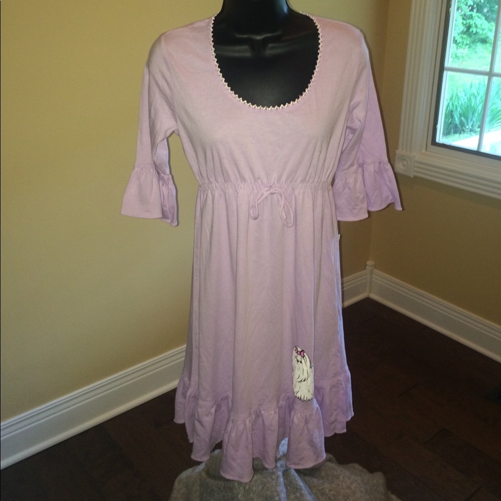 HUE night gown Maltese shih-Tuz dog S NWT pastel Lilac Cottagecore soft femini…